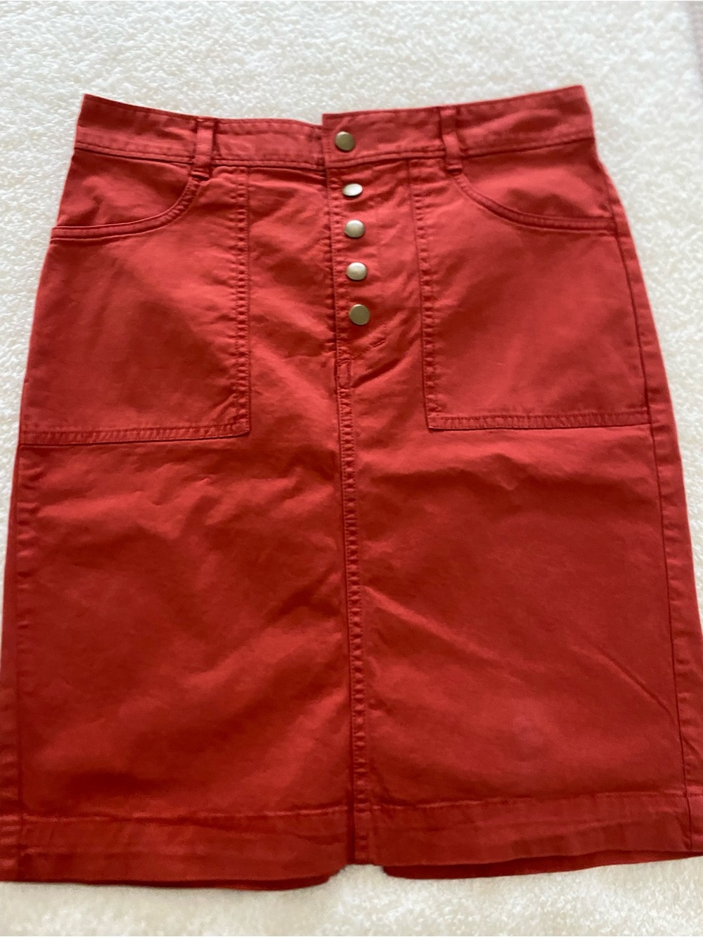 Banana Republic Red Button-Front Pencil Skirt